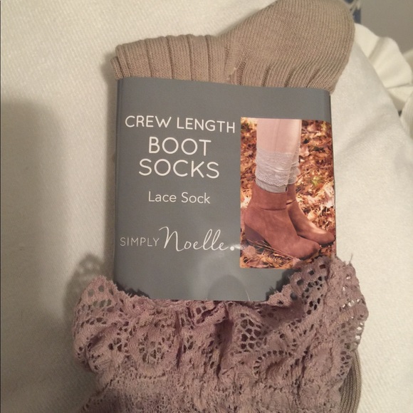 Lacey Beige Crew Length Socks - Picture 2 of 3